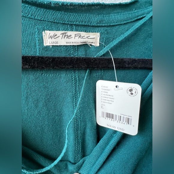 Green bubble sleeve free people top size L NWT $68 - Picture 2 of 7